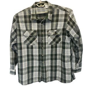 Field and Stream Men's Shirt 3XLT Green Plaid Flannel Heavyweight w/ defect***